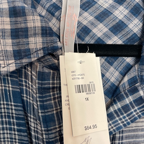 Melissa McCarthy by Seven Women's Patchwork Plaid Shirt – Size 1X - Picture 3 of 6